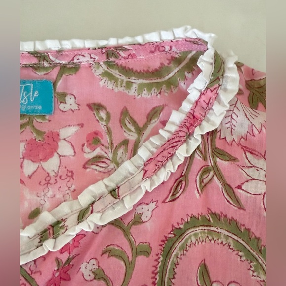 Darlington Isle Floral Lace Ashton Pink Tiered Summer Mini Dress Size Medium - Picture 8 of 10